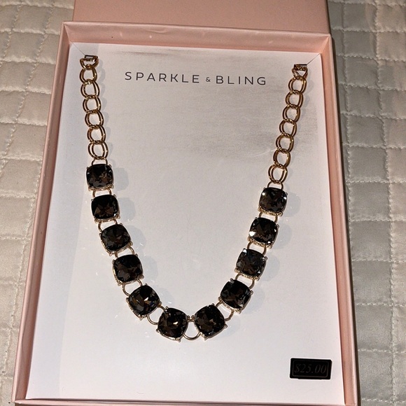 NIB- Sparkle & Bling Faux Lab Created Stone Necklace - Picture 1 of 5